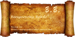 Benyovszky Bekő névjegykártya